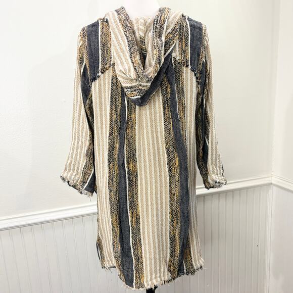 Soft Surroundings Size M Tunic Pullover Hoodie Striped Earthy Granola Beach Boho - Picture 2 of 16